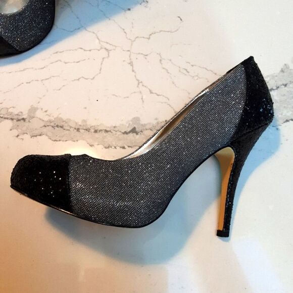 Moda Spana Heels Vero Cuoio Sparkly 4.5" Heel Black Silver S 8 - Picture 11 of 13